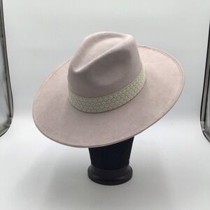 ASN Beige/Cream Felt Western  Hat w/ Banded w/ Floral Interior Lining Size Med